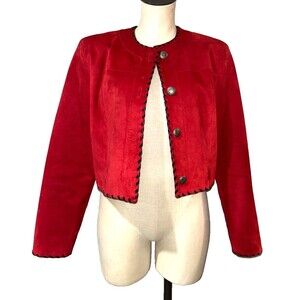 Char Women’s Vintage Red Suede Jacket size 10 Boho Western Festive Old Money